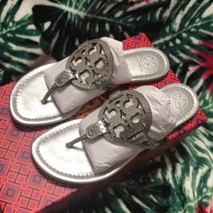 Tory Burch silver Miller sandals 7.5